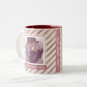 Rose Gold Striping Elegantes Foto und Text Zweifarbige Tasse (Vorderseite Links)
