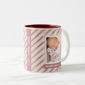 Rose Gold Striping Elegantes Foto und Text Zweifarbige Tasse (VorderseiteRechts)