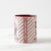 Rose Gold Striping Elegantes Foto und Text Zweifarbige Tasse (Mittel)