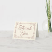 Rose Gold Style Filigree Script Thank You  Dankeskarte (Vorderseite)