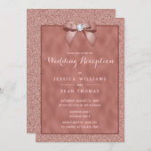 Rose Gold & Stylish Glitzer Hochzeitsempfang Einladung (Vorne/Hinten)