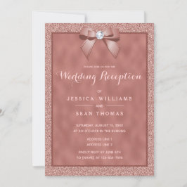Rose Gold & Stylish Glitzer Hochzeitsempfang Einladung