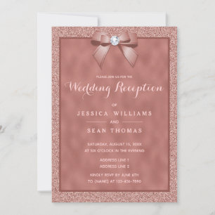 Rose Gold & Stylish Glitzer Hochzeitsempfang Einladung
