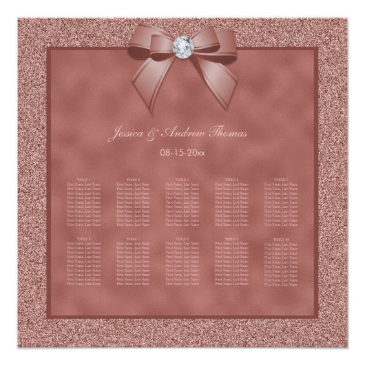 Rose Gold & Stylish Glitzer Hochzeitskarte Poster (Vorderseite)