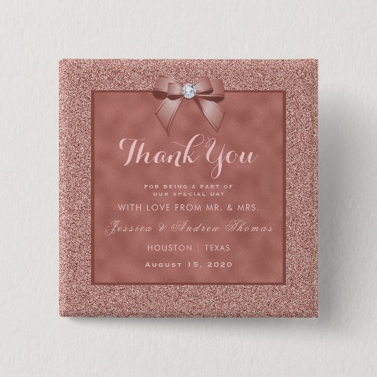 Rose Gold & Stylish Glitzer Wedding Button (Vorderseite)