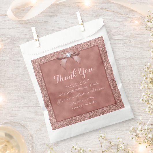 Rose Gold & Stylish Glitzer Wedding Geschenktütchen (Ausgeschnitten)