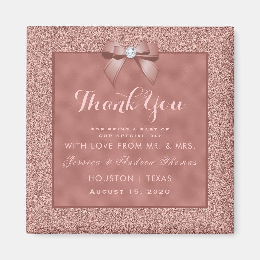 Rose Gold & Stylish Glitzer Wedding Magnet (Vorne)