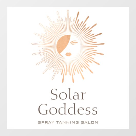 Rose Gold Sun Goddess Girl Spray Tanning Salon Fensteraufkleber (Blatt)