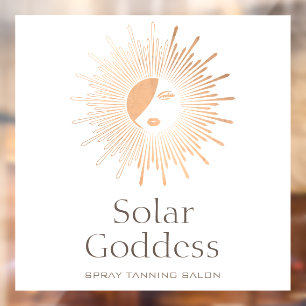 Rose Gold Sun Goddess Girl Spray Tanning Salon Fensteraufkleber