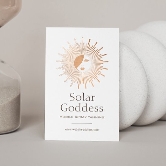 Rose Gold Sun Goddess Girl Spray Tanning Salon Visitenkarte