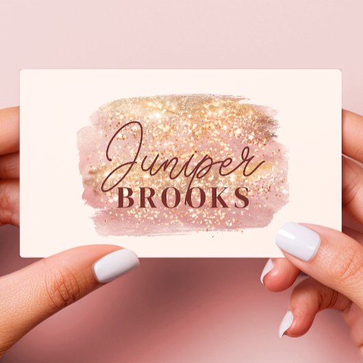 Rose Gold Sunset Glitzer Social Media QR-Code Visitenkarte