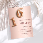 Rose Gold Süß 16 Einladung<br><div class="desc">Eine moderne, stilvolle und glamouröse Einladung für eine Girl's Sweet 16, 16. Geburtstagsparty. Eine Rose mit goldenem Farbverlauf. Der Name ist mit einer modernen dunklen Rose goldfarbenen Handschrift geschrieben, die als Stilschrift dient. Personalisieren Sie Ihre Party-Daten und fügen Sie sie hinzu. Nummer 16 wird mit einem Schriftart im Ballonstil geschrieben,...</div>