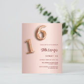 Rose Gold Süße 16 Haushaltseinladung (Stehend Vorderseite)