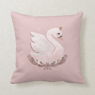 Rose Gold Swan Wasserfarbe Kissen