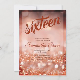 Rose Gold Sweet 16 Dekorationen Einladung