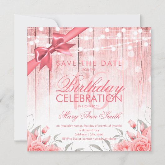 Rose Gold Sweet 16 Elegante Blume & Glitzer Einladung (Vorderseite)