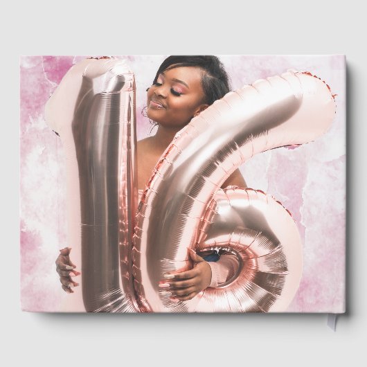 Rose Gold Sweet 16 Foil Gästebuch (Rückseite)