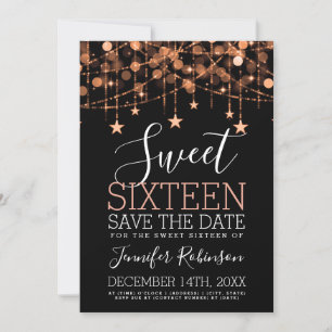 Rose Gold Sweet 16 Funkelnd String Lights Rett Dat Save The Date