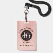 Rose Gold Sweet 16 Geburtstag VIP-Abzeichen Ausweis (Vorderseite mit Lanyard)