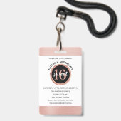 Rose Gold Sweet 16 Geburtstag VIP-Abzeichen Ausweis (Rückseite mit Lanyard)