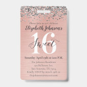 Rose Gold Sweet 16 Geburtstag VIP-Abzeichen Ausweis (Rückseite)