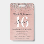 Rose Gold Sweet 16 Geburtstag VIP Ausweis (Rückseite)