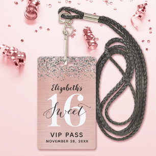 Rose Gold Sweet 16 Geburtstag VIP Ausweis