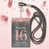 Rose Gold Sweet 16 Geburtstags VIP Abzeichen