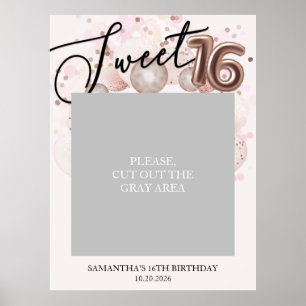 Rose Gold Sweet 16 Geburtstagsballons Foto-Requisi Poster
