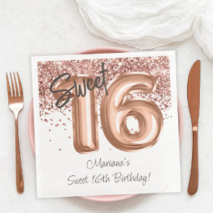 Rose Gold Sweet 16. Geburtstagsfeier Serviette