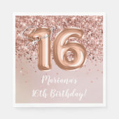 Rose Gold Sweet 16. Geburtstagsparty Serviette (Vorderseite)