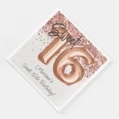 Rose Gold Sweet 16. Geburtstagsparty Serviette (Ecke)