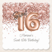 Rose Gold Sweet 16. Geburtstagsparty Untersetzer (Vorderseite)