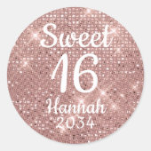 Rose Gold Sweet 16 Girl Birthday Favors Tin Box Runder Aufkleber (Vorderseite)