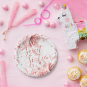 Rose Gold Sweet 16 Glitzer Confetti Floral Pappteller (Party)