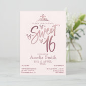 Rose Gold Sweet 16 Invitation Template Einladung (Stehend Vorderseite)