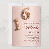 Rose Gold Sweet 16 Luxus Einladung (Vorderseite)