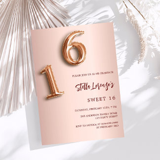 Rose Gold Sweet 16 Luxus Einladung
