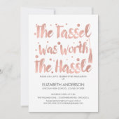 Rose Gold Tassel Abschluss Card Einladung (Vorderseite)