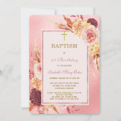 Rose Gold Taufe und erster Geburtstag Einladung (Vorderseite)