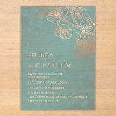 Rose Gold Teal Transparent  Casual Wedding Acryleinladungen (Vorderseite)