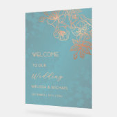 Rose Gold Teal Transparent Wedding Acrylschild (Winkel)