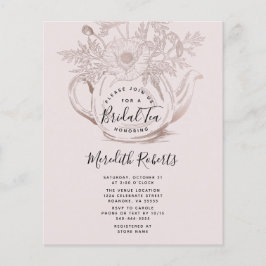 Rose Gold Teapot Bridal Tee Einladung