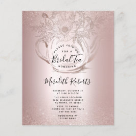 Rose Gold Teapot Bridal Tee Einladung