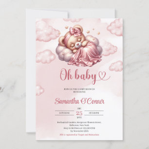 Rose Gold Teddy Bär Oh Baby Girl Dusche Einladung