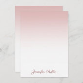 Rose Gold Template Handwriting Script Name Modern Mitteilungskarte (Vorne/Hinten)