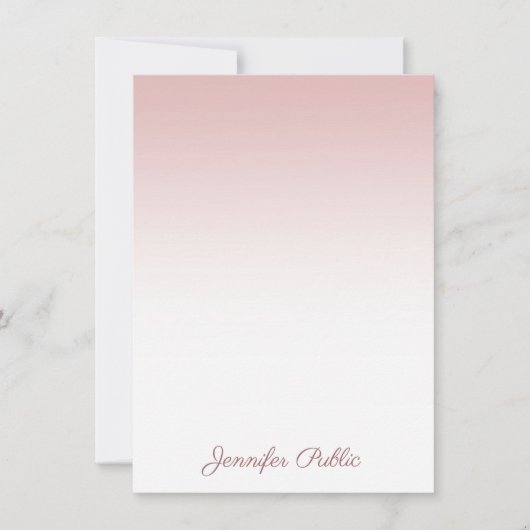Rose Gold Template Handwriting Script Name Modern Mitteilungskarte (Vorderseite)