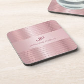 Rose Gold Template Mit Monogramm Moderne Elegant Getränkeuntersetzer (Linke Seite)