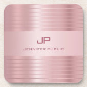 Rose Gold Template Mit Monogramm Moderne Elegant Getränkeuntersetzer (Vorderseite)