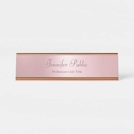 Rose Gold Template Moderne Eleganz Beruflich Schreibtischnamensplakette (Vorderseite )